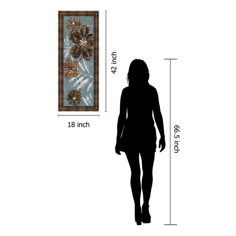 Classy Living Denim Garden II 18x42in Wall Art | Contemporary Graphic Art on Paper with Dark Chocolate MDF Frame | Living Room & Office Decor | Model 1163