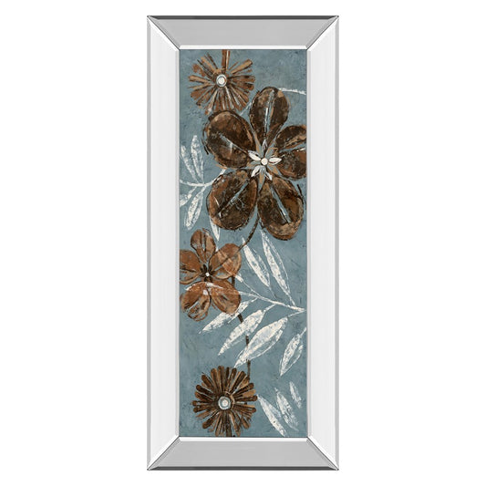 Classy Living Denim Garden II 42in Wall Art | Contemporary Graphic Art with Mirrored Frame | Living Room & Office Decor | 18 x 42 x 3 in | Model 1163MF