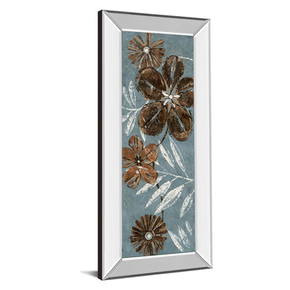Classy Living Denim Garden II 42in Wall Art | Contemporary Graphic Art with Mirrored Frame | Living Room & Office Decor | 18 x 42 x 3 in | Model 1163MF