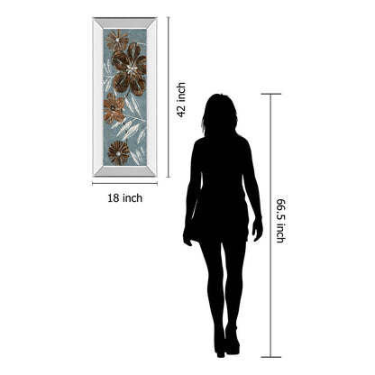 Classy Living Denim Garden II 42in Wall Art | Contemporary Graphic Art with Mirrored Frame | Living Room & Office Decor | 18 x 42 x 3 in | Model 1163MF