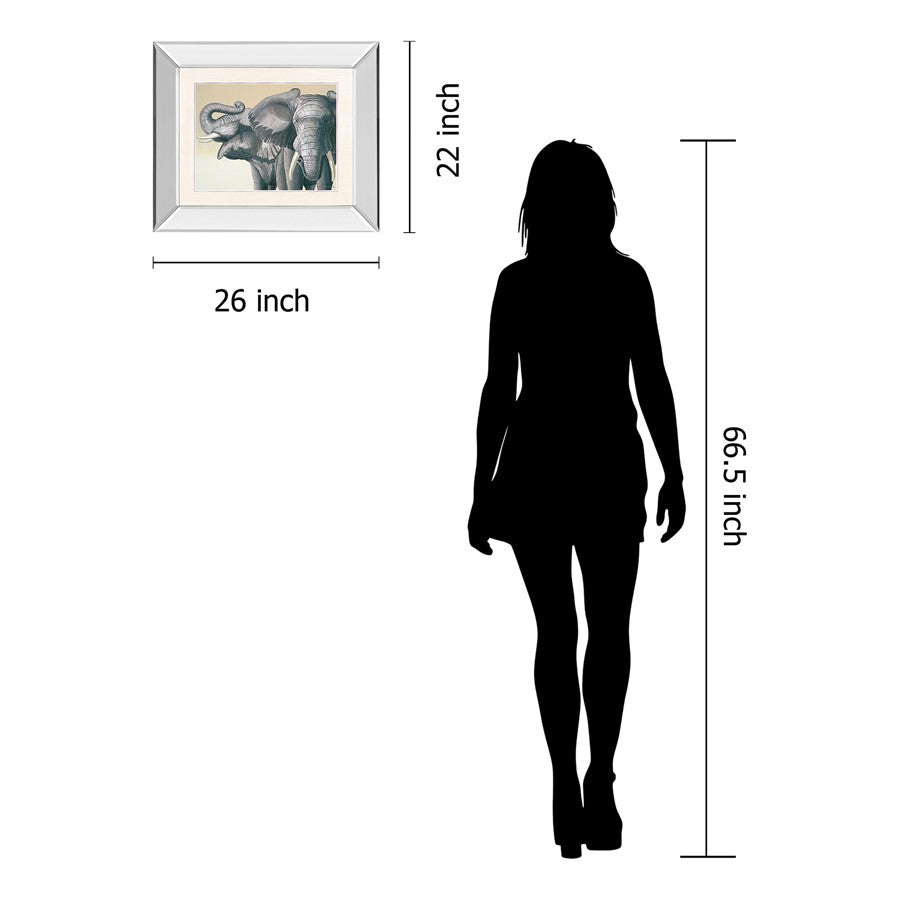 Classy Living Majestic Elephants 22x26in Wall Art | Contemporary Mirrored Frame | Living Room & Office Decor | 26 x 22 x 3 in | Model 116MF