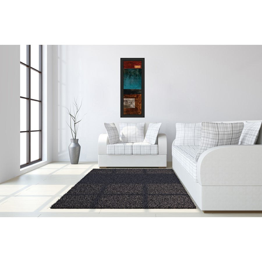 Classy Living Linear Depth Wall Art 18x42in | Transitional Abstract Mixed Media on Paper in Black MDF Frame | Living Room & Office Decor | 1 | Model 1175