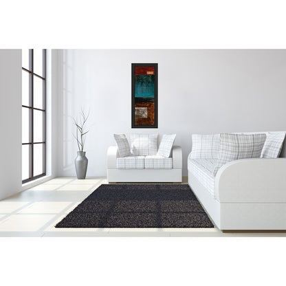 Classy Living Linear Depth Wall Art 18x42in | Transitional Abstract Mixed Media on Paper in Black MDF Frame | Living Room & Office Decor | 1 | Model 1175