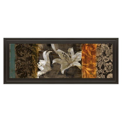 Classy Living Lily Harmony Wall Art 42x18in | Transitional Multicolor Paper on MDF in Dark Chocolate Frame | Living Room, Bedroom & Office | Model 1176