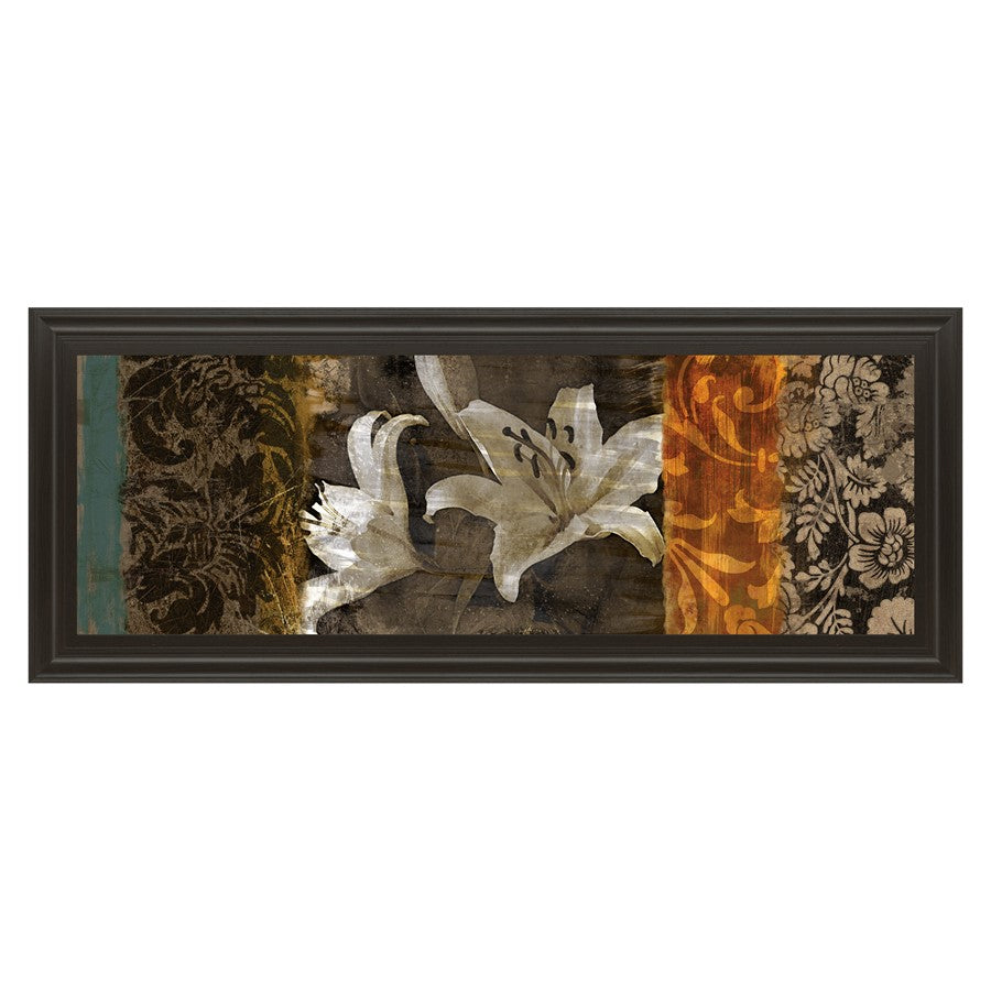 Classy Living Lily Harmony Wall Art 42x18in | Transitional Multicolor Paper on MDF in Dark Chocolate Frame | Living Room, Bedroom & Office | Model 1176