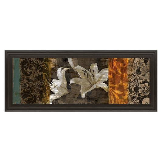 Classy Living Lily Harmony Wall Art 42x18in | Transitional Multicolor Paper on MDF in Dark Chocolate Frame | Living Room, Bedroom & Office | Model 1176