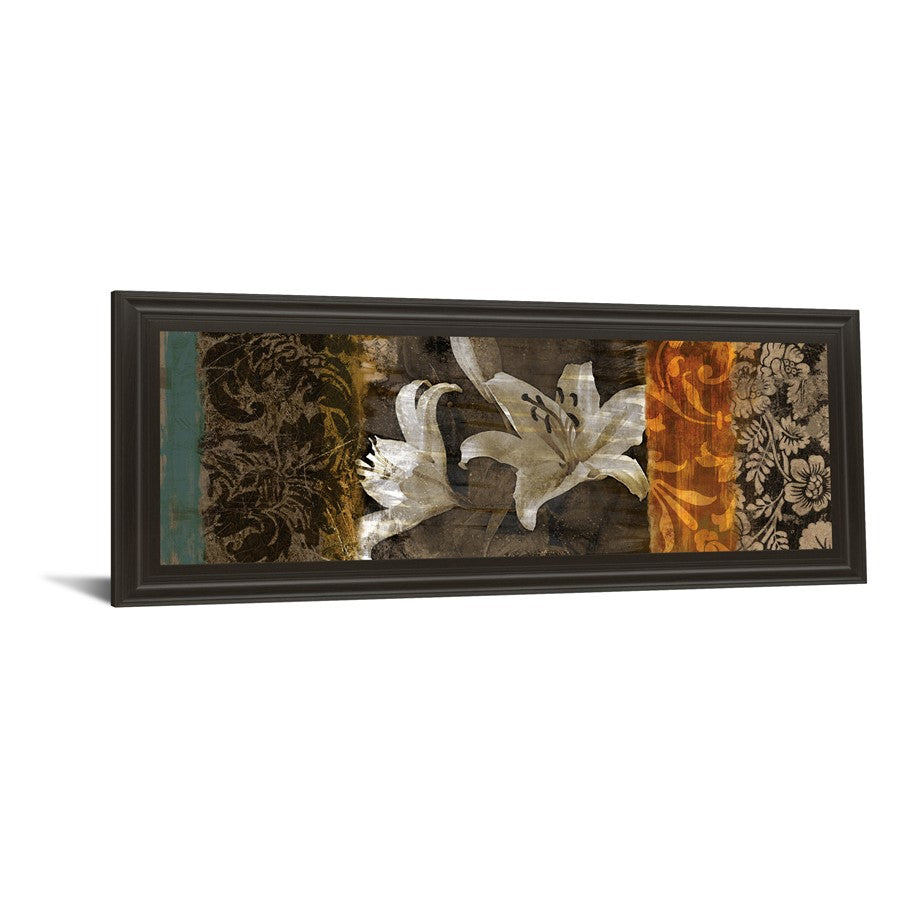 Classy Living Lily Harmony Wall Art 42x18in | Transitional Multicolor Paper on MDF in Dark Chocolate Frame | Living Room, Bedroom & Office | Model 1176
