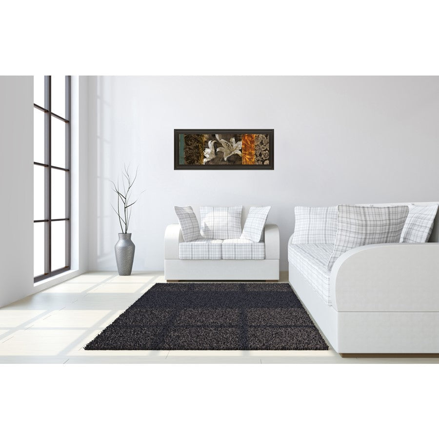Classy Living Lily Harmony Wall Art 42x18in | Transitional Multicolor Paper on MDF in Dark Chocolate Frame | Living Room, Bedroom & Office | Model 1176