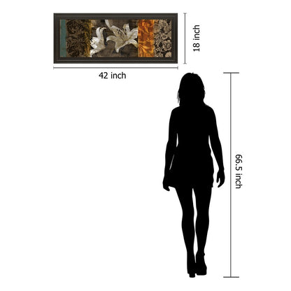 Classy Living Lily Harmony Wall Art 42x18in | Transitional Multicolor Paper on MDF in Dark Chocolate Frame | Living Room, Bedroom & Office | Model 1176