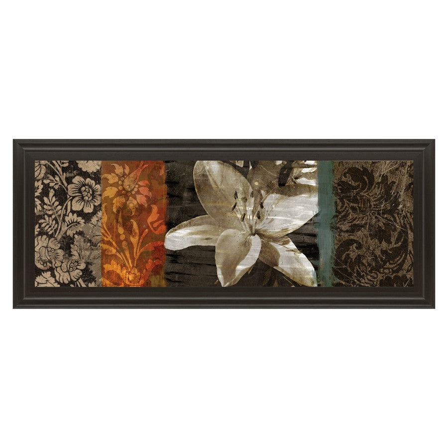 Classy Living Evanescent Lily 42x18in Wall Art | Transitional Rectangle Graphic Art in Dark Chocolate MDF Frame | Living Room, Bedroom & | Model 1177