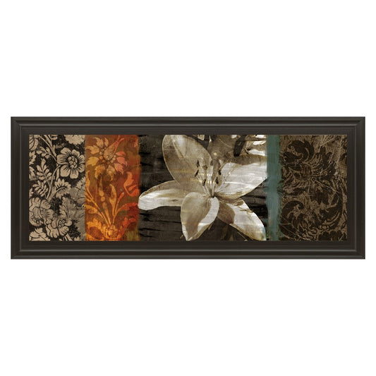 Classy Living Evanescent Lily 42x18in Wall Art | Transitional Rectangle Graphic Art in Dark Chocolate MDF Frame | Living Room, Bedroom & | Model 1177