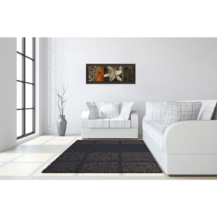 Classy Living Evanescent Lily 42x18in Wall Art | Transitional Rectangle Graphic Art in Dark Chocolate MDF Frame | Living Room, Bedroom & | Model 1177