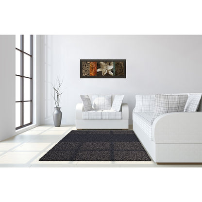 Classy Living Evanescent Lily 42x18in Wall Art | Transitional Rectangle Graphic Art in Dark Chocolate MDF Frame | Living Room, Bedroom & | Model 1177