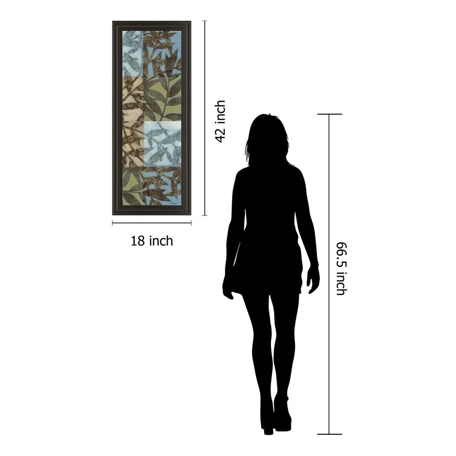 Classy Living Leaves I 18x42in Wall Art | Transitional Botanical Paper on MDF in Dark Chocolate Frame | Living Room & Office Decor | 1 x 18 x | Model 1182