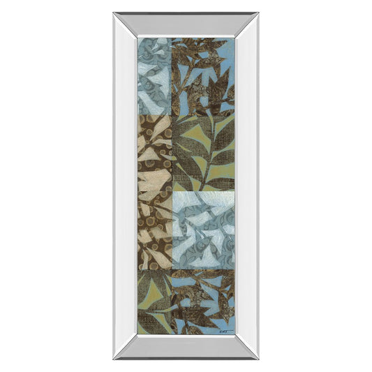 Classy Living Leaves I 18x42in Rectangular Wall Art | Transitional Botanical Paper on Mirrored Frame | Living Room & Bedroom Decor | 18 x | Model 1182MF