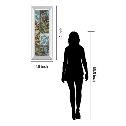 Classy Living Leaves I 18x42in Rectangular Wall Art | Transitional Botanical Paper on Mirrored Frame | Living Room & Bedroom Decor | 18 x | Model 1182MF