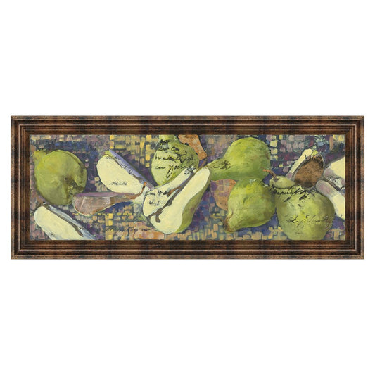 Classy Living Sparkling Pears 42x18in Wall Art | Contemporary Dark Chocolate MDF Frame | Kitchen & Dining Room Decor | 42 x 18 x 1 in | Model 1184