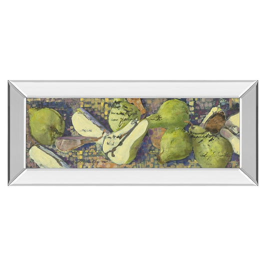 Classy Living Sparkling Pears 42x18in Wall Art | Contemporary Mixed Media on Paper in Mirrored Frame | Kitchen & Dining Room Decor | 42 x | Model 1184MF