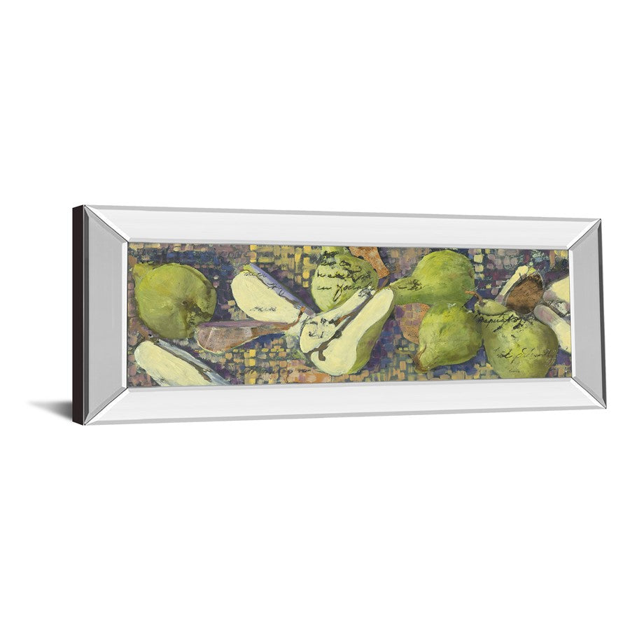 Classy Living Sparkling Pears 42x18in Wall Art | Contemporary Mixed Media on Paper in Mirrored Frame | Kitchen & Dining Room Decor | 42 x | Model 1184MF