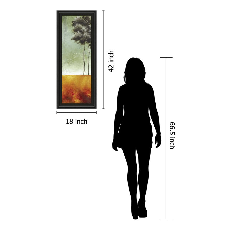 Classy Living Serene Palms 18x42in Wall Art | Transitional Abstract Palm Landscape in Midnight Aura Frame | Living Room & Bedroom Decor | 1 x | Model 1192