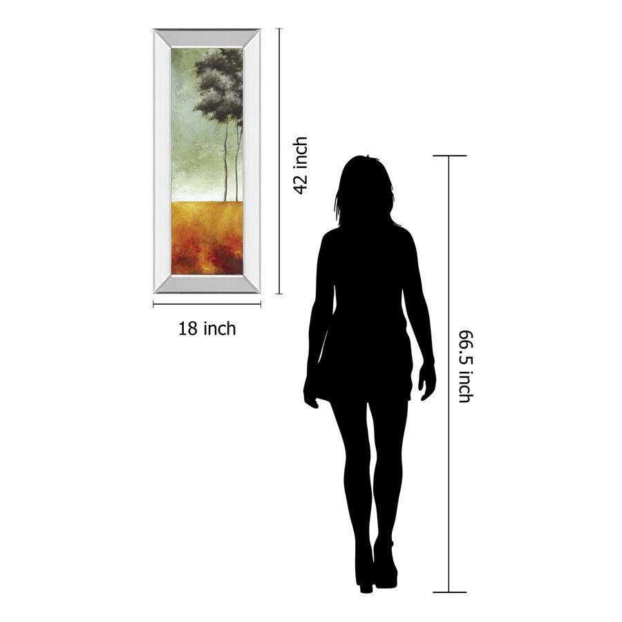 Classy Living Serene Palms 18x42in Wall Art | Transitional Abstract Landscape with Mirrored Frame | Living Room, Office & Bedroom Decor | Model 1192MF