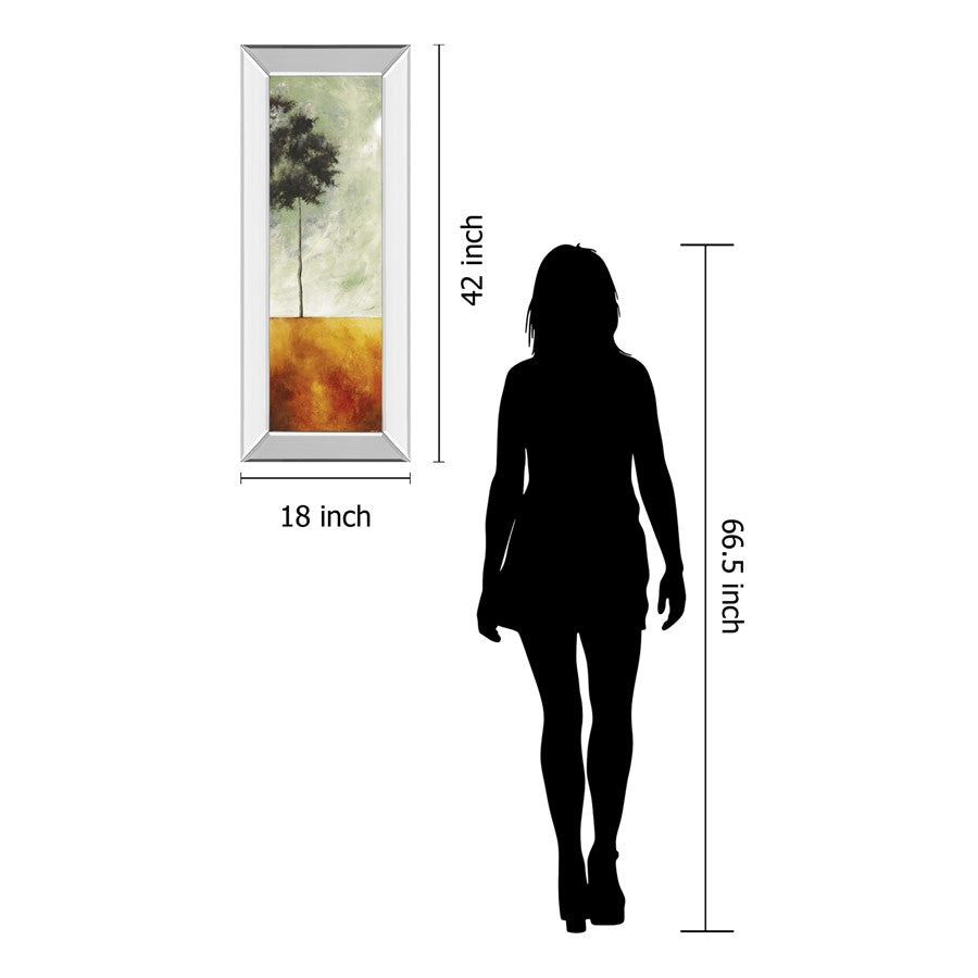Classy Living Solitary Tree 42in H Wall Art | Transitional Mirrored Frame and Paper Print | Living Room & Office Decor | 18 x 42 x 3 in | Model 1193MF
