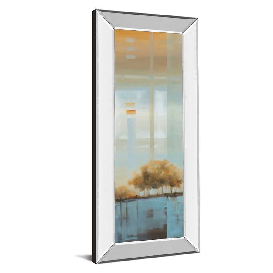 Classy Living Tranquil Reflection 18x42in Rectangular Wall Art | Transitional Mirrored Frame and Paper Print | Living Room & Office Decor | Model 1198MF