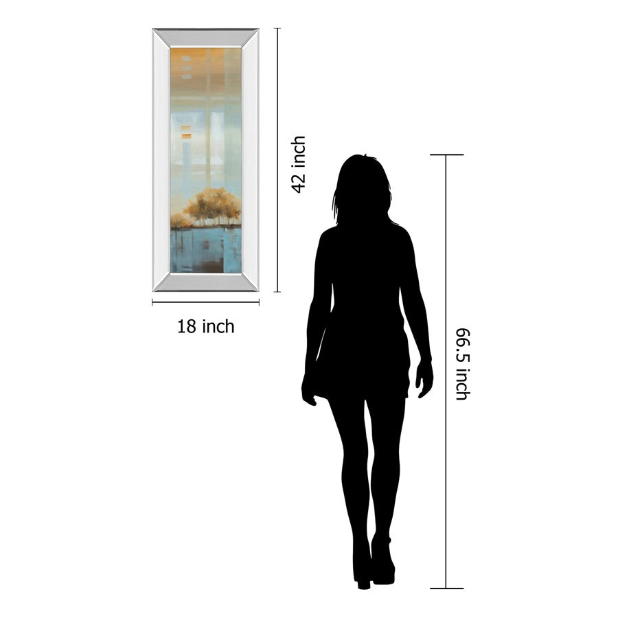 Classy Living Tranquil Reflection 18x42in Rectangular Wall Art | Transitional Mirrored Frame and Paper Print | Living Room & Office Decor | Model 1198MF