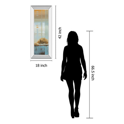 Classy Living Tranquil Reflection 18x42in Rectangular Wall Art | Transitional Mirrored Frame and Paper Print | Living Room & Office Decor | Model 1198MF