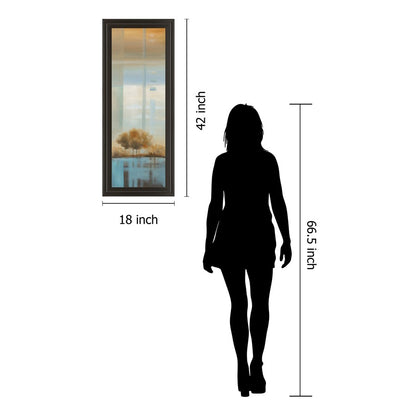 Classy Living Serene Coastal View Wall Art 18x42in | Transitional Landscape in Beige Blue Brown | Living Room & Office Decor | 1 x 18 x 42 in | Model 1199