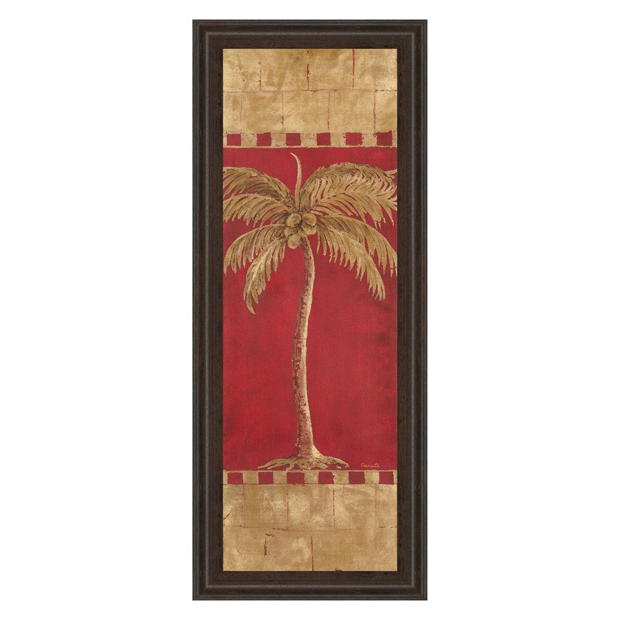 Classy Living Golden Palm Radiance Wall Art 18x42in | Transitional Cinnamon Mocha MDF Frame with Glass | Living Room & Bedroom Centerpiece | Model 1209
