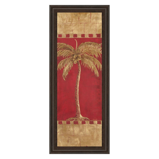 Classy Living Golden Palm Radiance Wall Art 18x42in | Transitional Cinnamon Mocha MDF Frame with Glass | Living Room & Bedroom Centerpiece | Model 1209