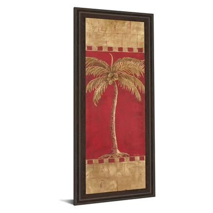 Classy Living Golden Palm Radiance Wall Art 18x42in | Transitional Cinnamon Mocha MDF Frame with Glass | Living Room & Bedroom Centerpiece | Model 1209