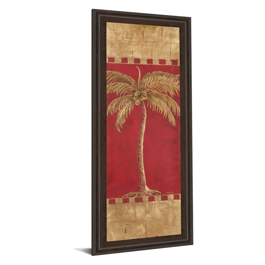 Classy Living Golden Palm Radiance Wall Art 18x42in | Transitional Cinnamon Mocha MDF Frame with Glass | Living Room & Bedroom Centerpiece | Model 1209