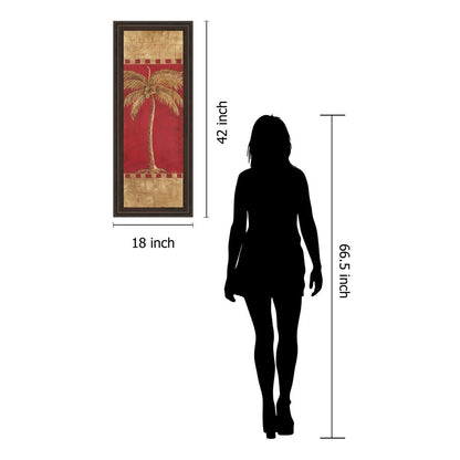 Classy Living Golden Palm Radiance Wall Art 18x42in | Transitional Cinnamon Mocha MDF Frame with Glass | Living Room & Bedroom Centerpiece | Model 1209