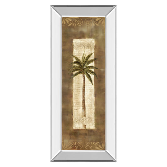 Classy Living Scroll Palm II 18x42in Wall Art | Traditional Botanical Palm Tree with Mirrored Frame | Living Room & Bedroom Decor | 18 x 42 | Model 1212MF