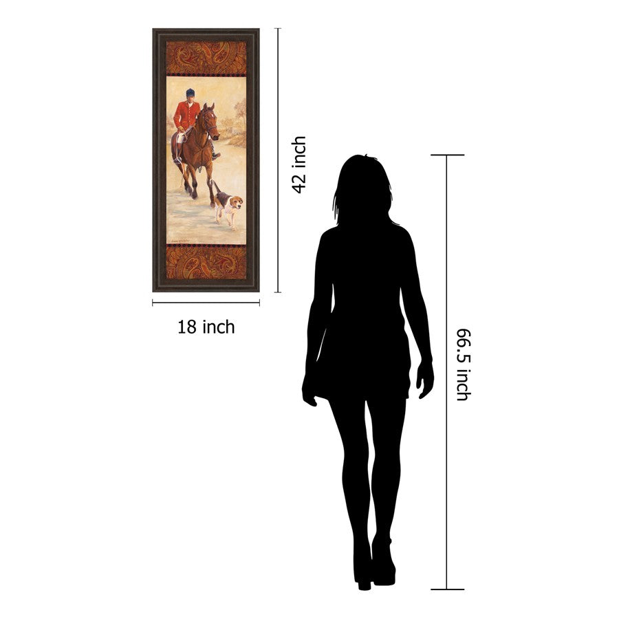 Classy Living On The Hunt I Wall Art 18x42in | Traditional Cinnamon Mocha MDF Frame | Living Room & Office Decor | 18 x 42 x 1 in | Model 1223