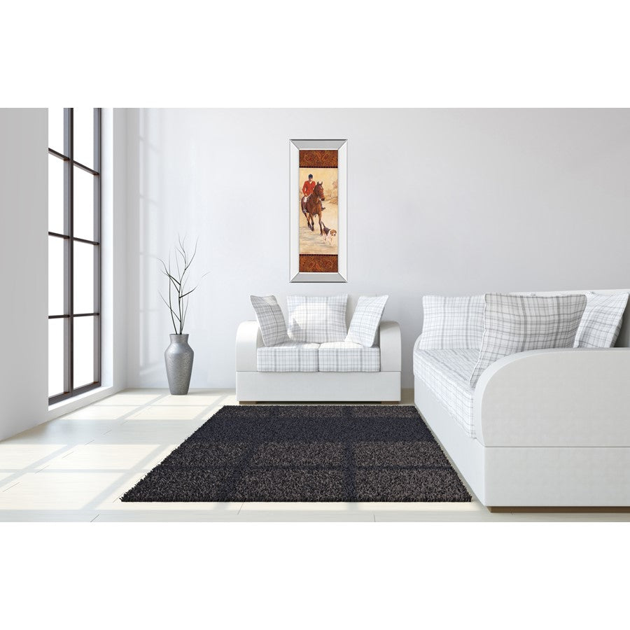 Classy Living On The Hunt I Wall Art 18x42in | Traditional Hunting Scene with Mirrored Frame | Living Room, Office & Den Decor | 18 x 42 x | Model 1223MF
