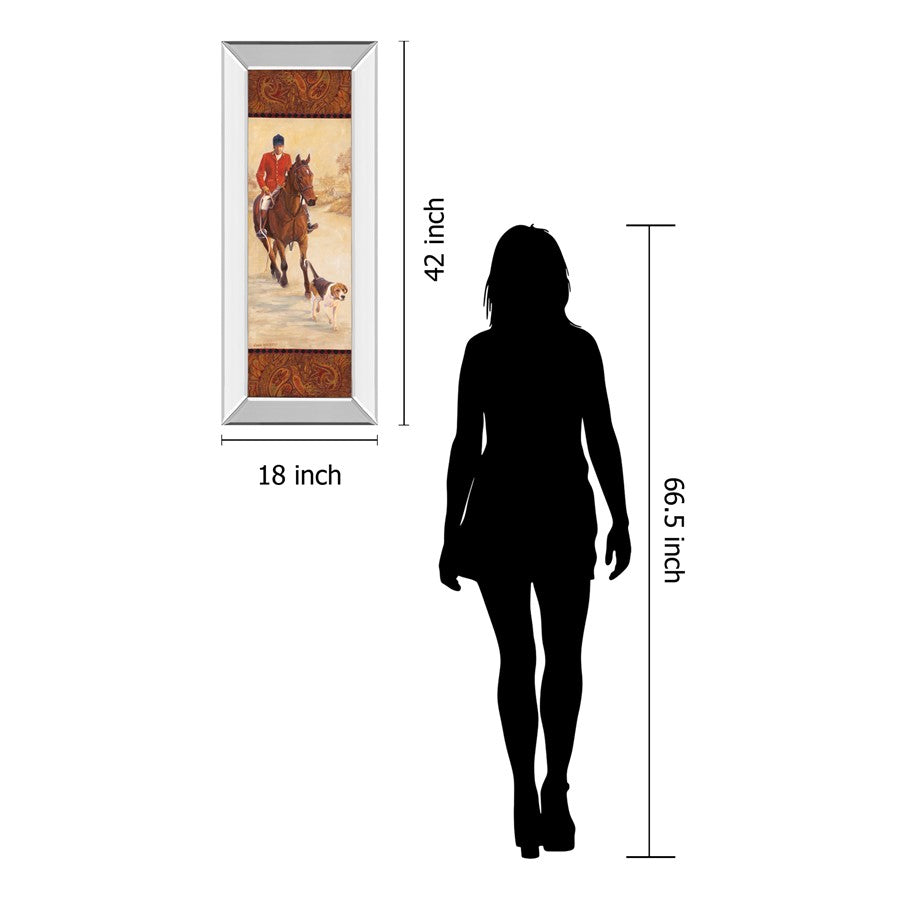 Classy Living On The Hunt I Wall Art 18x42in | Traditional Hunting Scene with Mirrored Frame | Living Room, Office & Den Decor | 18 x 42 x | Model 1223MF