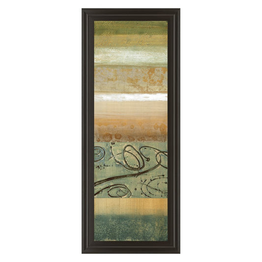 Classy Living Verdant Cascade 18x42in Wall Art | Contemporary Multicolor Abstract on Paper in Dark Chocolate MDF Frame | Living Room & Office | Model 1225