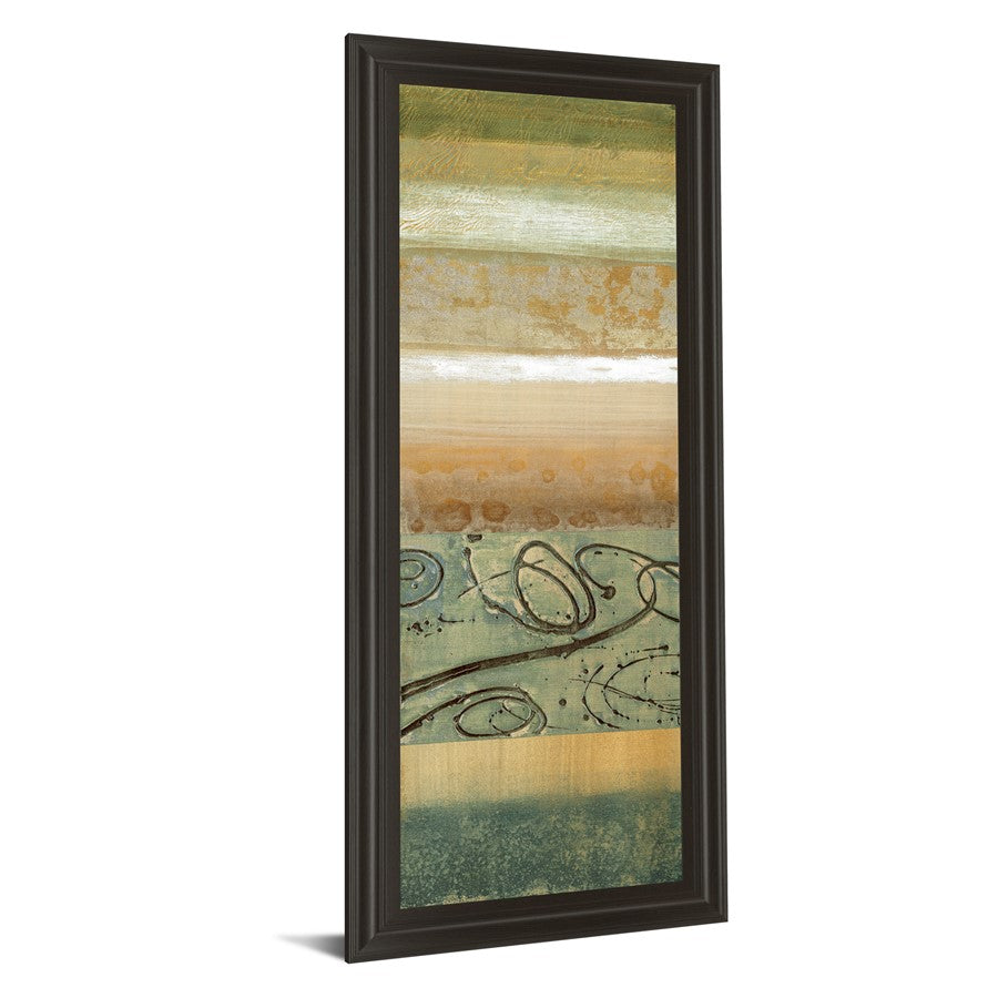 Classy Living Verdant Cascade 18x42in Wall Art | Contemporary Multicolor Abstract on Paper in Dark Chocolate MDF Frame | Living Room & Office | Model 1225