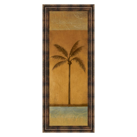 Classy Living Golden Palm I 18x42in Wall Art | Contemporary Multicolor Paper on MDF in Dark Chocolate Frame | Living Room & Bedroom Botanical | Model 1230