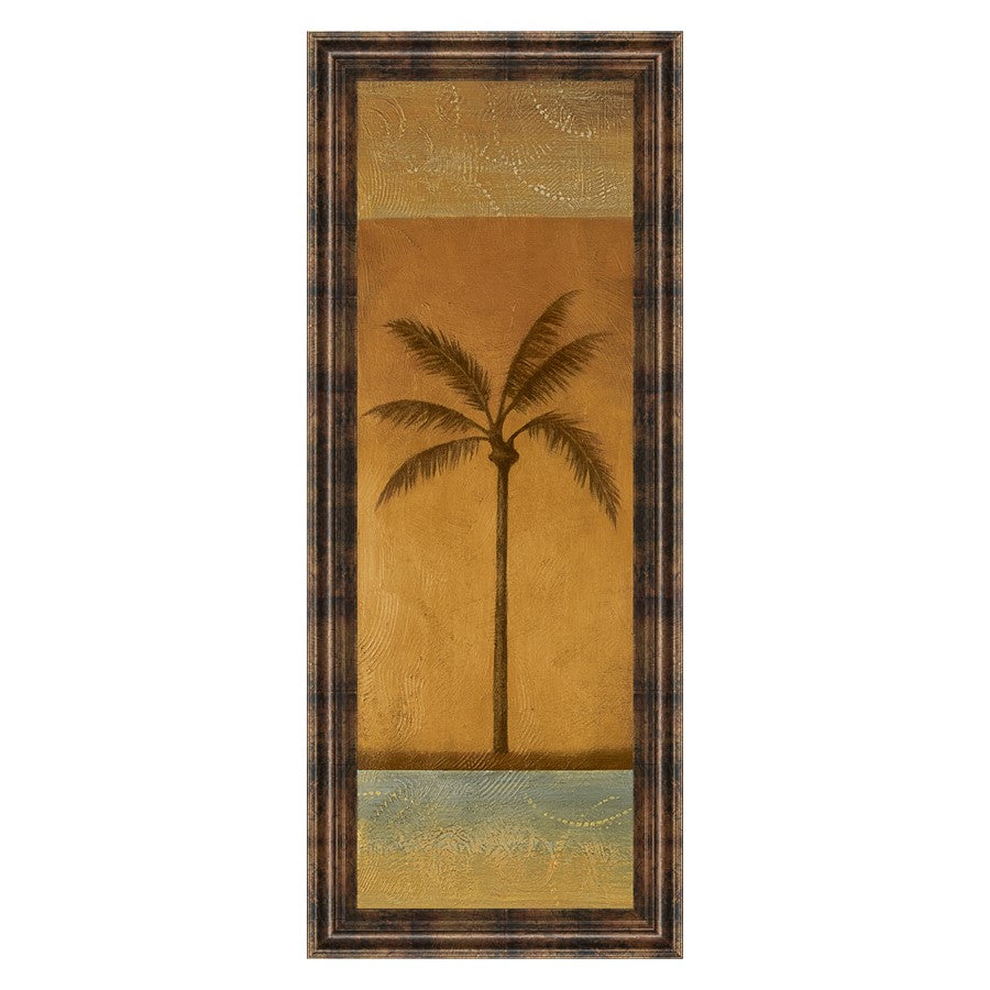 Classy Living Golden Palm I 18x42in Wall Art | Contemporary Multicolor Paper on MDF in Dark Chocolate Frame | Living Room & Bedroom Botanical | Model 1230