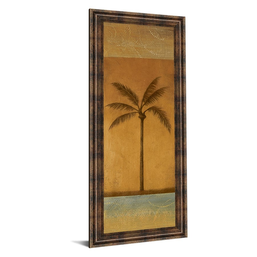 Classy Living Golden Palm I 18x42in Wall Art | Contemporary Multicolor Paper on MDF in Dark Chocolate Frame | Living Room & Bedroom Botanical | Model 1230
