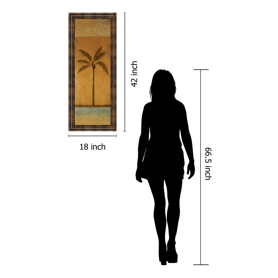 Classy Living Golden Palm I 18x42in Wall Art | Contemporary Multicolor Paper on MDF in Dark Chocolate Frame | Living Room & Bedroom Botanical | Model 1230