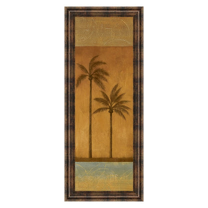 Classy Living Golden Palm II 18x42in Wall Art | Contemporary Mixed Media on Paper in Dark Chocolate MDF Frame | Living Room, Bedroom & Office | Model 1231