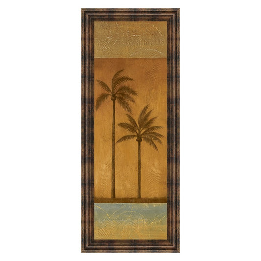 Classy Living Golden Palm II 18x42in Wall Art | Contemporary Mixed Media on Paper in Dark Chocolate MDF Frame | Living Room, Bedroom & Office | Model 1231
