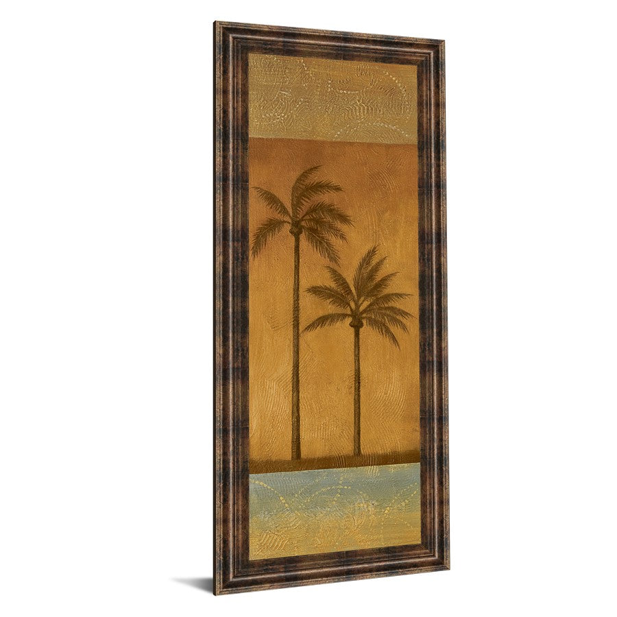 Classy Living Golden Palm II 18x42in Wall Art | Contemporary Mixed Media on Paper in Dark Chocolate MDF Frame | Living Room, Bedroom & Office | Model 1231