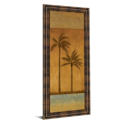 Classy Living Golden Palm II 18x42in Wall Art | Contemporary Mixed Media on Paper in Dark Chocolate MDF Frame | Living Room, Bedroom & Office | Model 1231