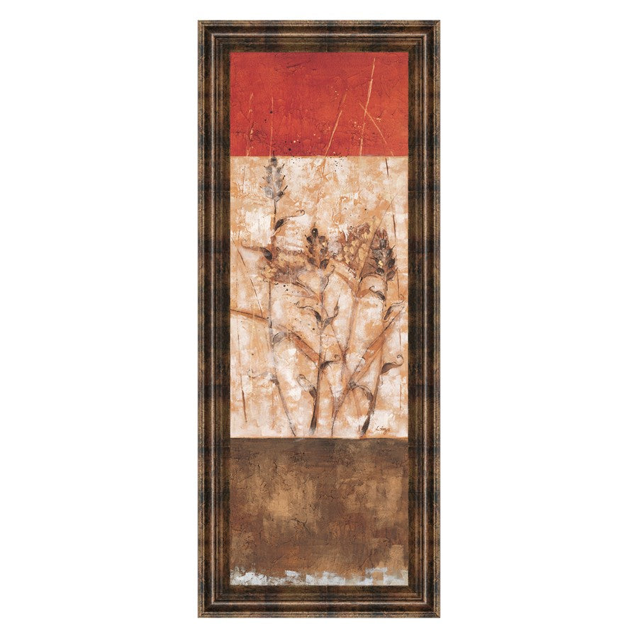 Classy Living Fresco I 42in Vertical Wall Art | Contemporary Multicolor Botanical on Paper with Dark Chocolate MDF Frame | Living Room & | Model 1234
